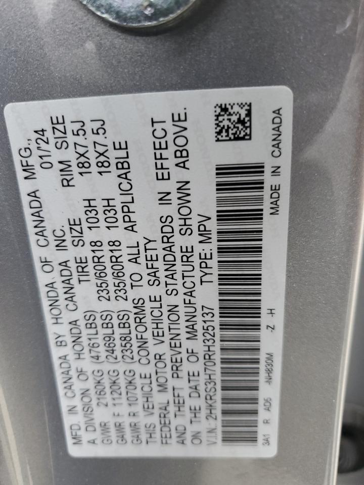 2024 HONDA CR-V EXL VIN:2HKRS3H70RH325137