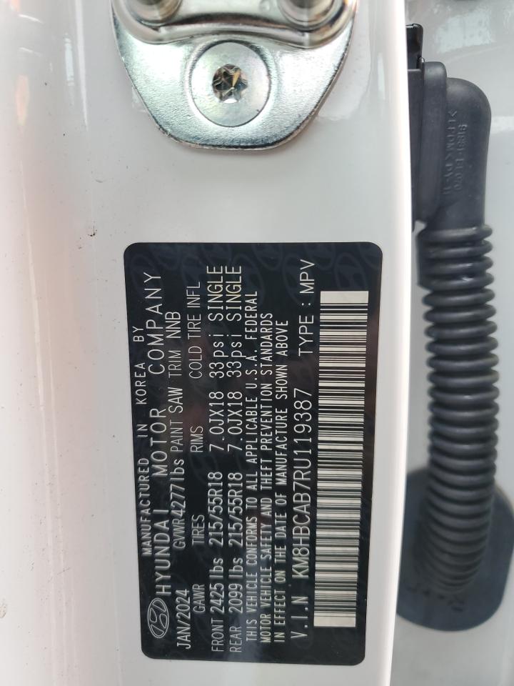 2024 HYUNDAI KONA SEL VIN:KM8HBCAB7RU119387