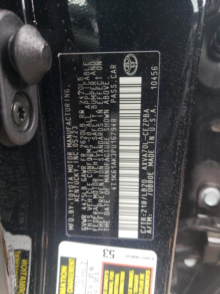 2023 TOYOTA CAMRY XSE VIN:4T1K61AK3PU167948