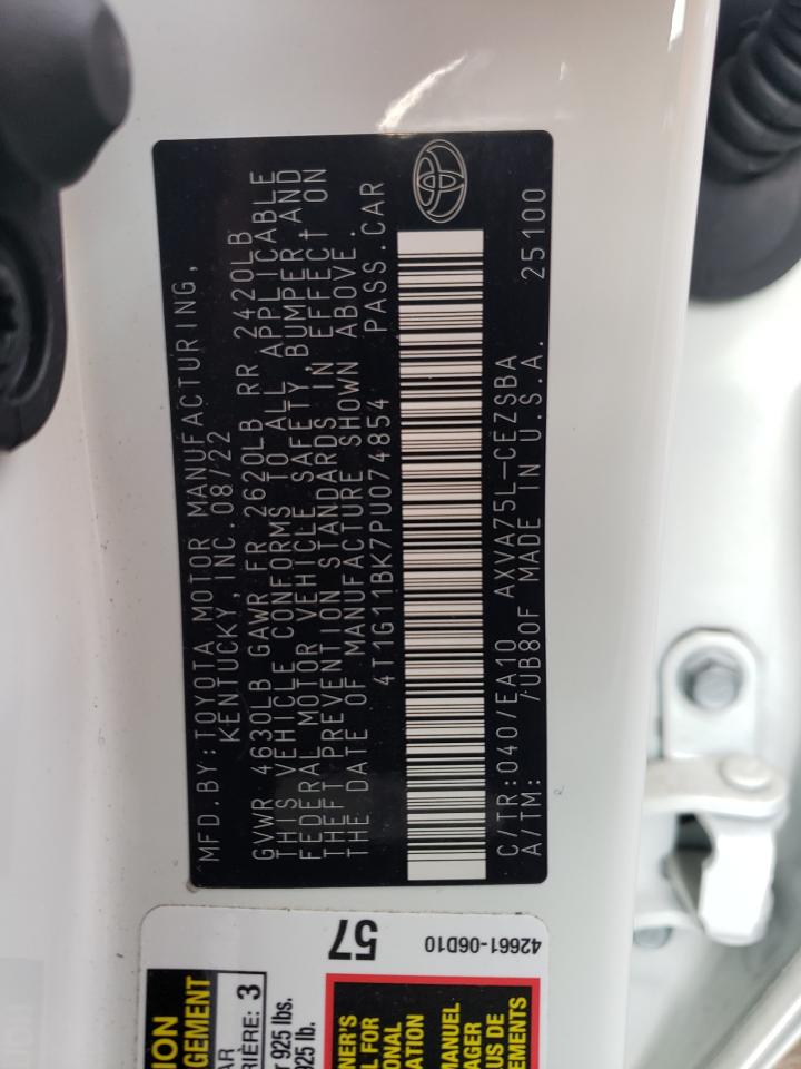 2023 TOYOTA CAMRY SE NIGHT SHADE VIN:4T1G11BK7PU074854