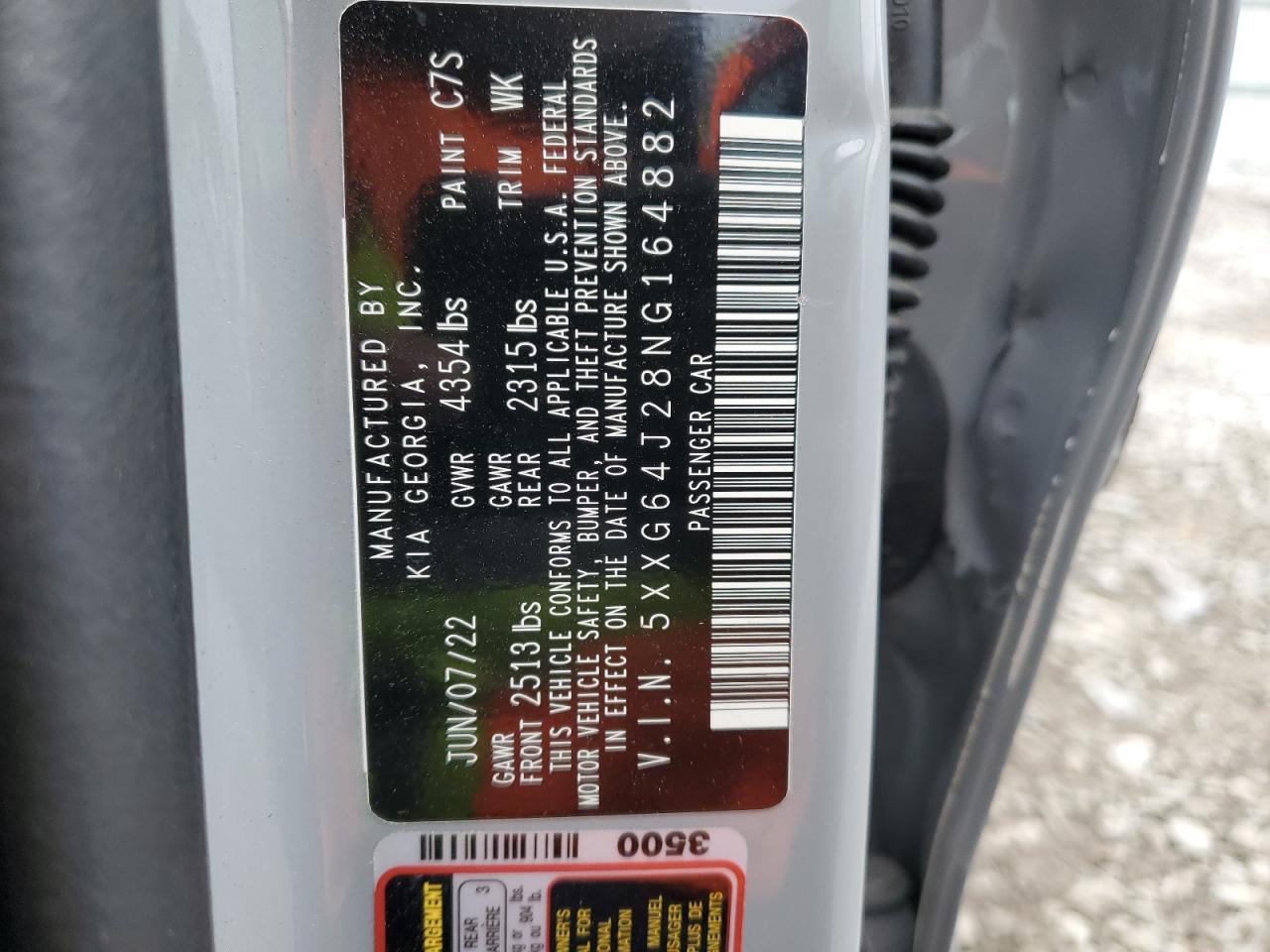 2022 KIA K5 GT LINE VIN:5XXG64J28NG164882