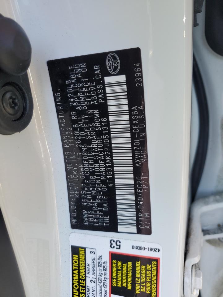 2023 TOYOTA CAMRY SE NIGHT SHADE VIN:4T1G31AK2PU051316