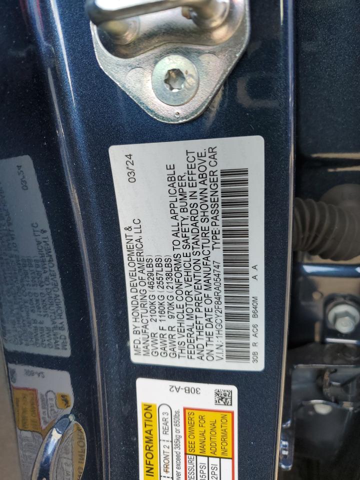 2024 HONDA ACCORD TOURING HYBRID VIN:1HGCY2F84RA054747