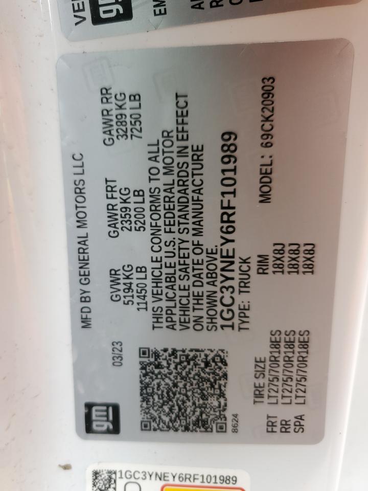 2024 CHEVROLET SILVERADO K2500 HEAVY DUTY LT VIN:1GC3YNEY6RF101989