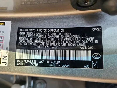 2023 Lexus ES 300 JTHBA1C1XP2012489 VIN:JTHBA1C1XP2012489