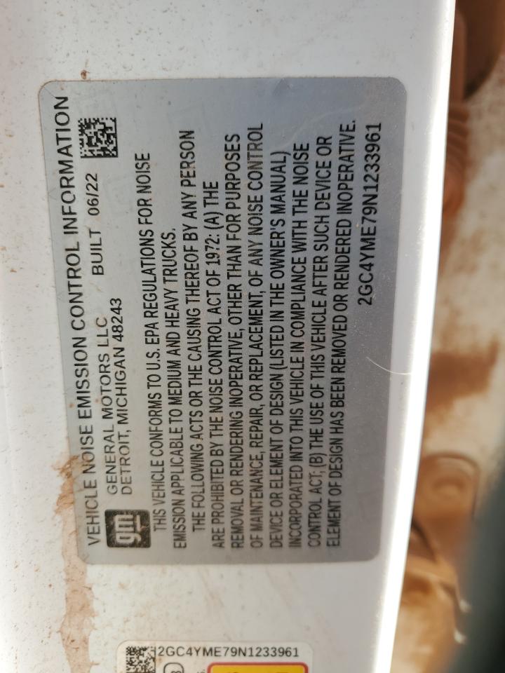 2022 CHEVROLET SILVERADO K2500 CUSTOM VIN:2GC4YME79N1233961