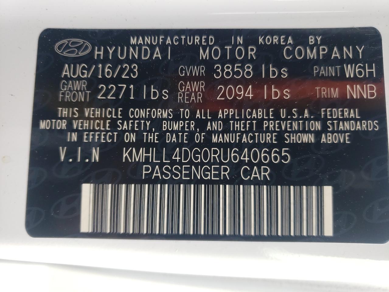 2024 HYUNDAI ELANTRA SE VIN:KMHLL4DG0RU640665