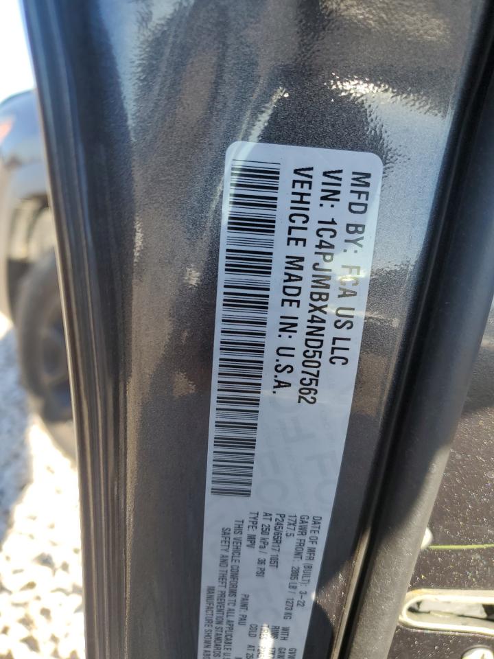 2022 JEEP CHEROKEE TRAILHAWK VIN:1C4PJMBX4ND507562