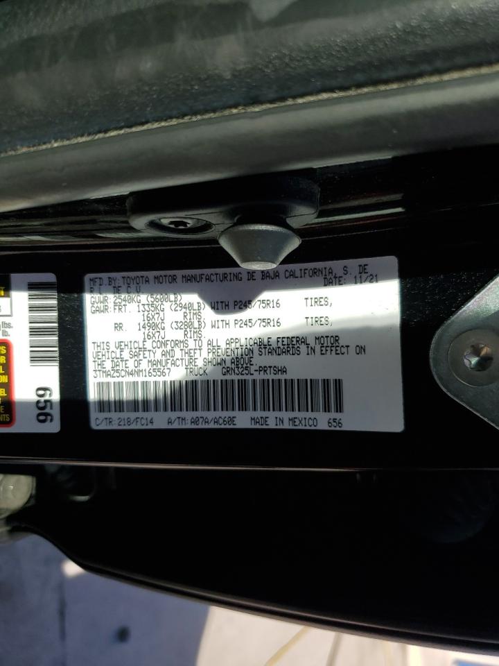 2022 TOYOTA TACOMA DOUBLE CAB VIN:3TMAZ5CN4NM165567