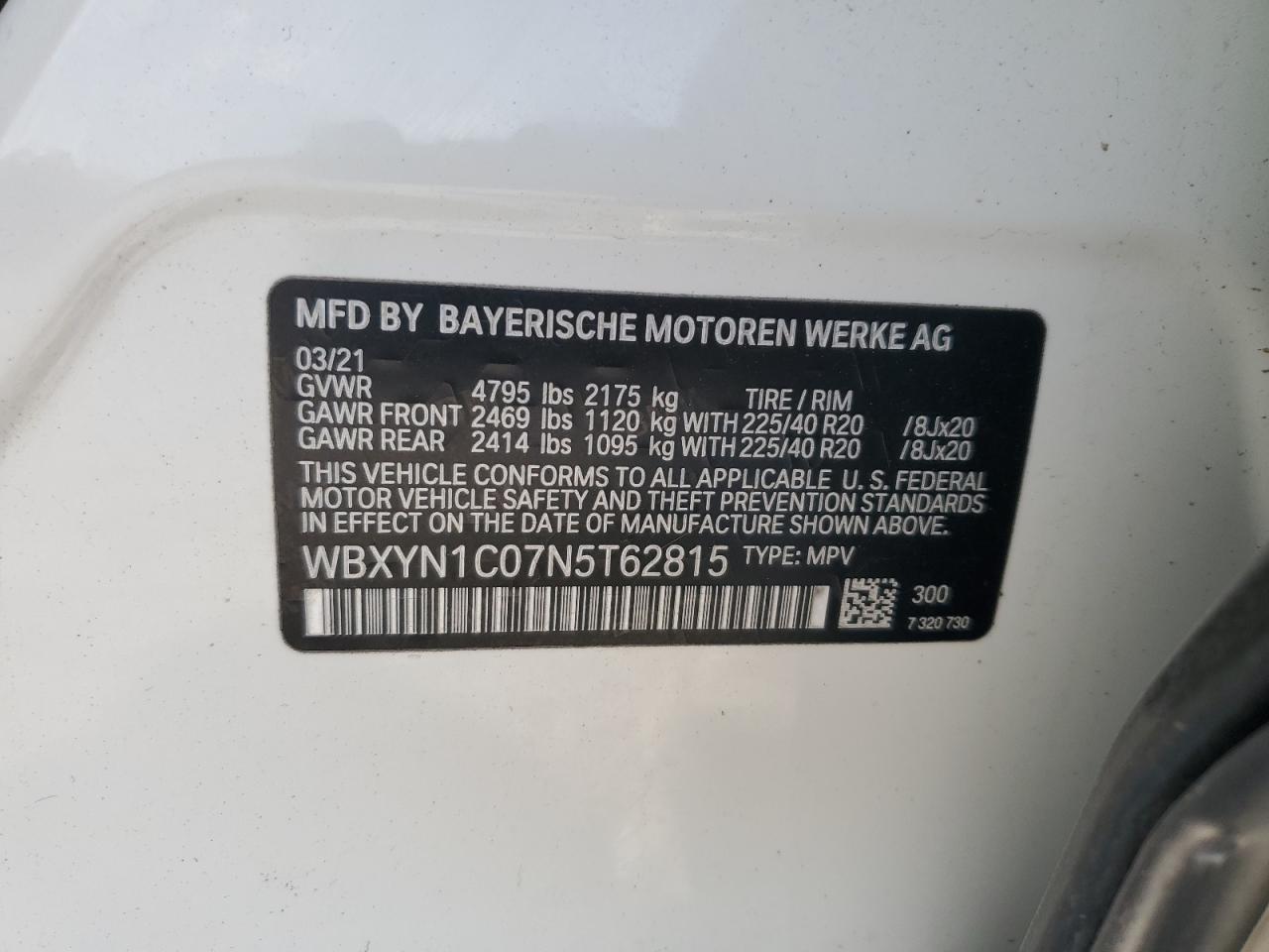 2022 BMW X2 M35I VIN:WBXYN1C07N5T62815