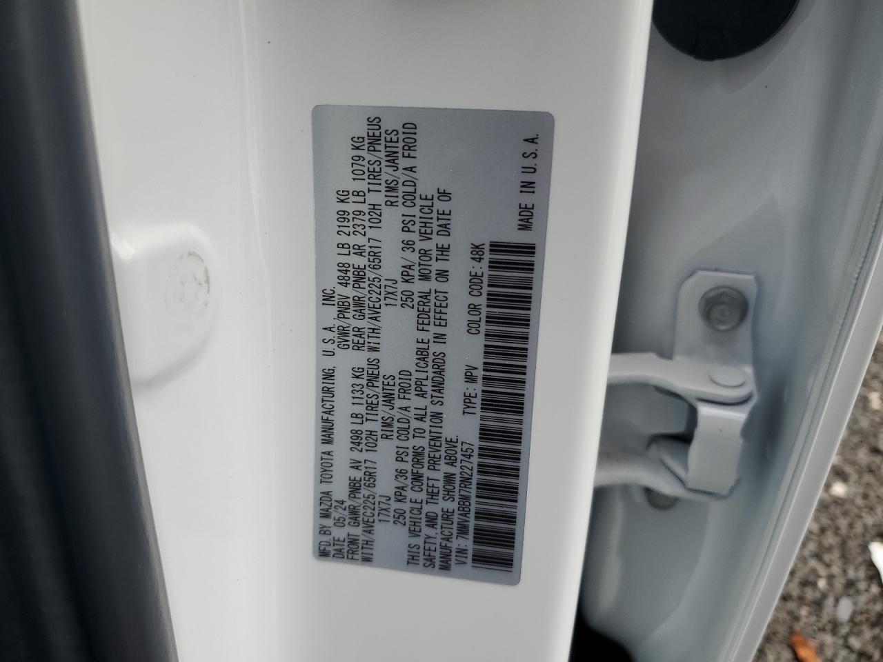 2024 MAZDA CX-50 PREFERRED VIN:7MMVABBM7RN227457