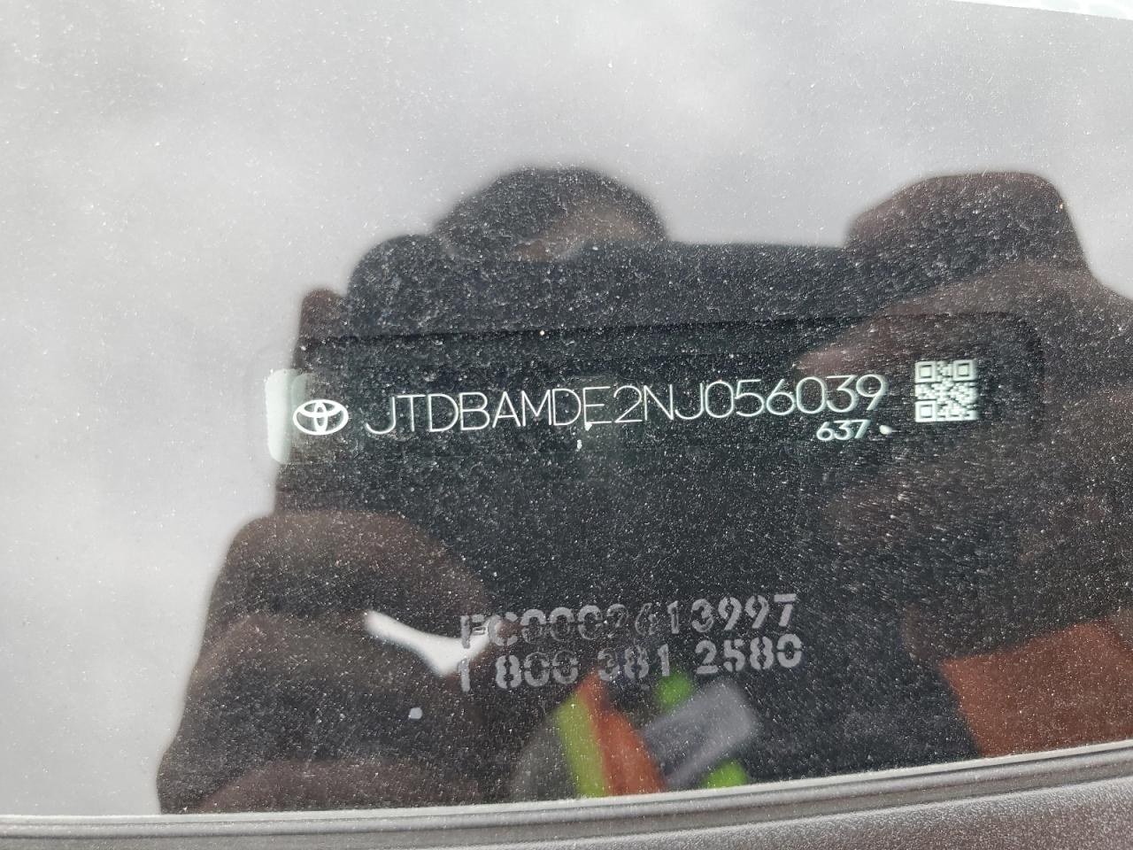 2022 TOYOTA COROLLA  VIN:JTDBAMDE2NJ056039