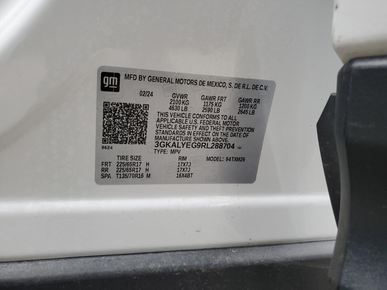 2024 GMC TERRAIN AT4 VIN:3GKALYEG9RL288704