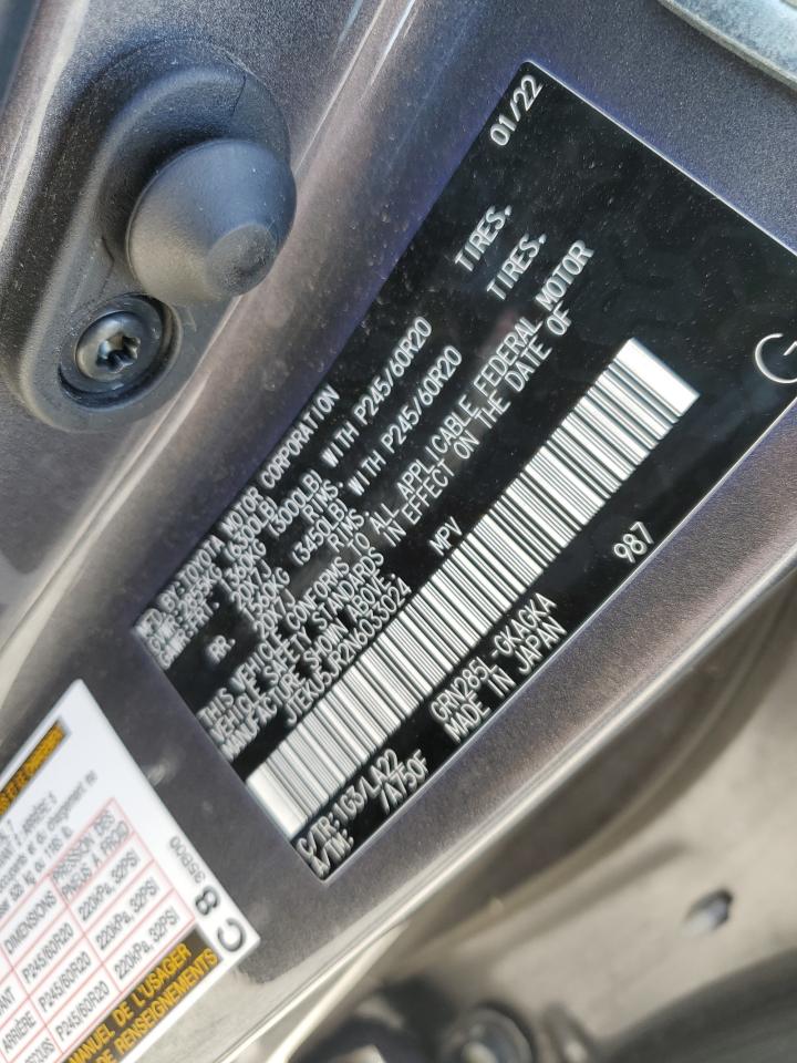 2022 TOYOTA 4RUNNER LIMITED VIN:JTEKU5JR2N6033024