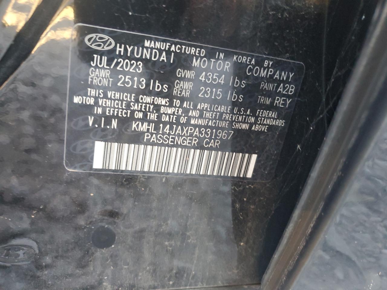 2023 HYUNDAI SONATA SEL VIN:KMHL14JAXPA331967