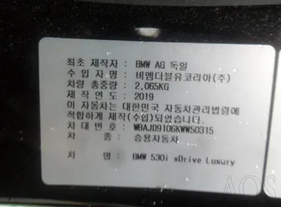 2019 BMW 530 WBAJD9106KWW50315 VIN:WBAJD9106KWW50315