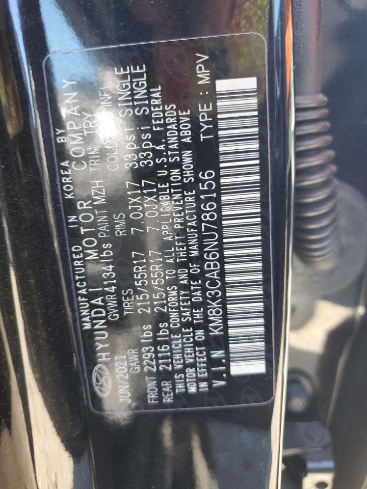 2022 HYUNDAI KONA SEL VIN:KM8K3CAB6NU786156