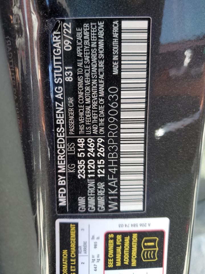 2023 MERCEDES-BENZ C 300 4MATIC VIN:W1KAF4HB3PR090630