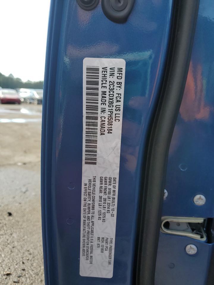 2023 DODGE CHARGER SXT VIN:2C3CDXBG1PH508184