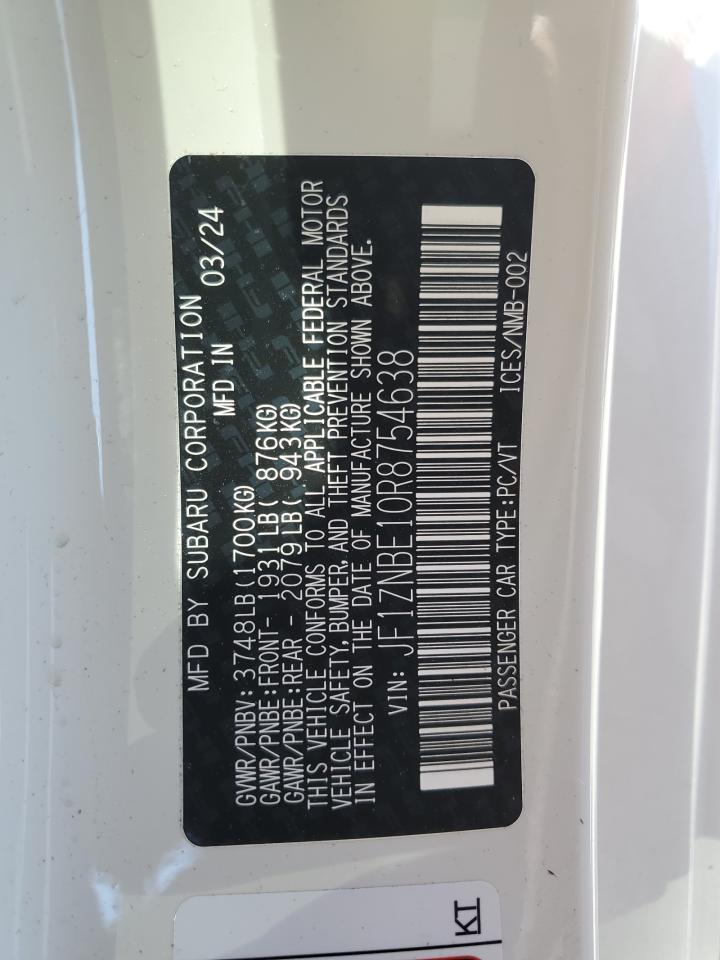 2024 TOYOTA GR 86 PREMIUM VIN:JF1ZNBE10R8754638