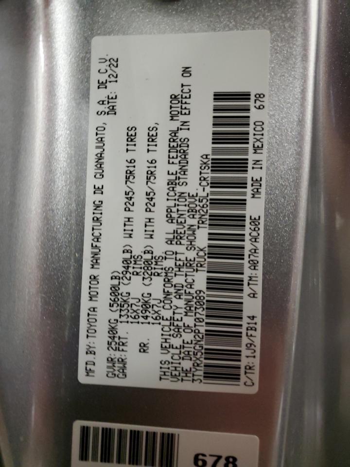 2023 TOYOTA TACOMA ACCESS CAB VIN:3TYRX5GN2PT073089