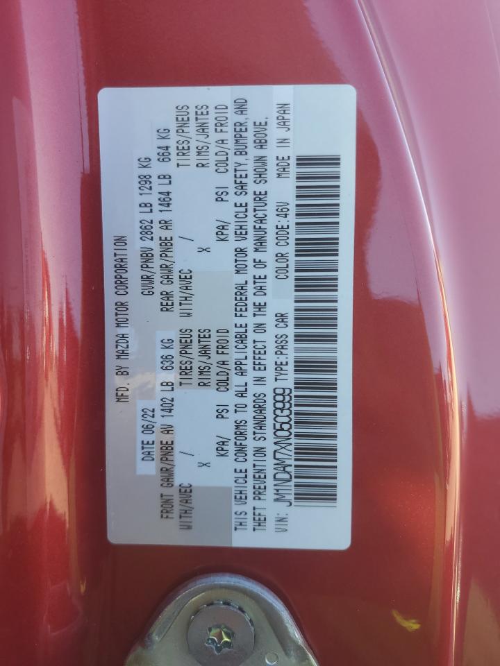 2022 MAZDA MX-5 MIATA GRAND TOURING VIN:JM1NDAM7XN0503999