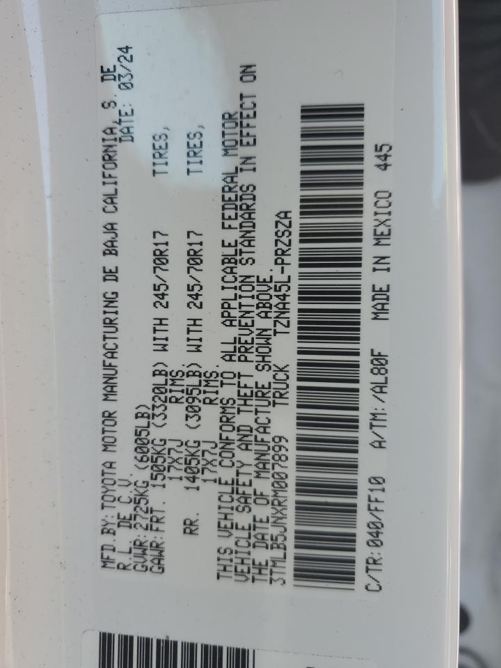 2024 TOYOTA TACOMA DOUBLE CAB VIN:3TMLB5JNXRM007899