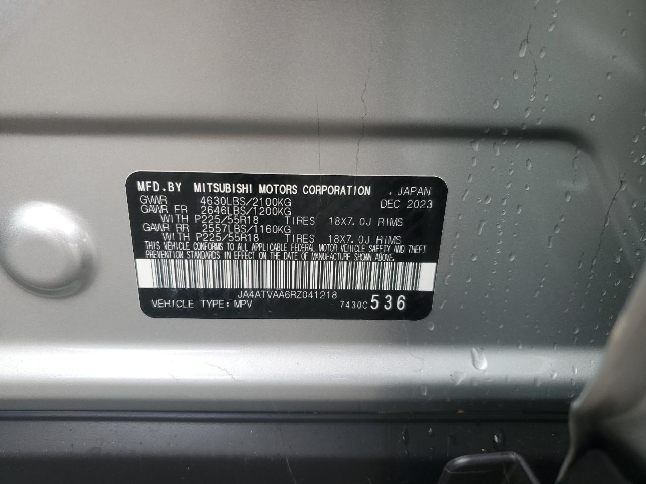 2024 MITSUBISHI ECLIPSE CROSS LE VIN:JA4ATVAA6RZ041218