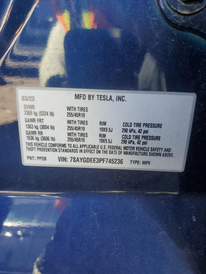 2023 TESLA MODEL Y  VIN:7SAYGDEE3PF745236