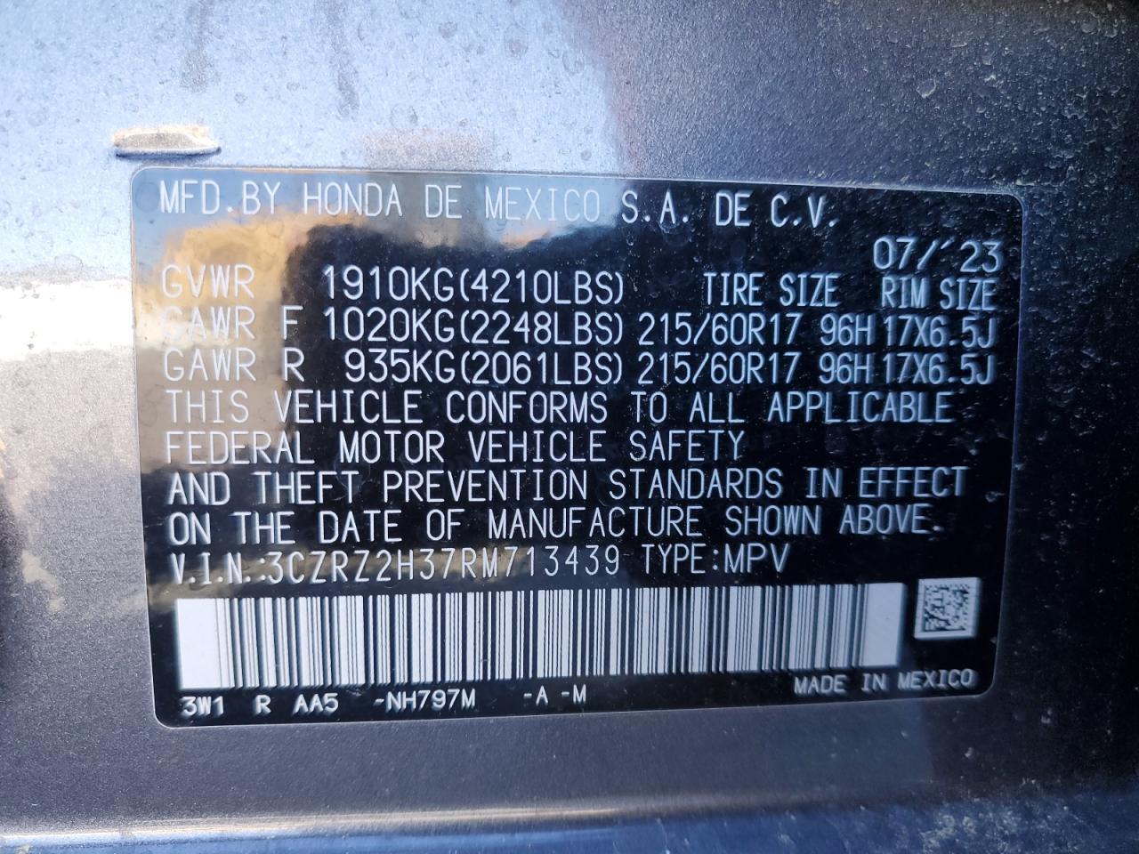 2024 HONDA HR-V LX VIN:3CZRZ2H37RM713439