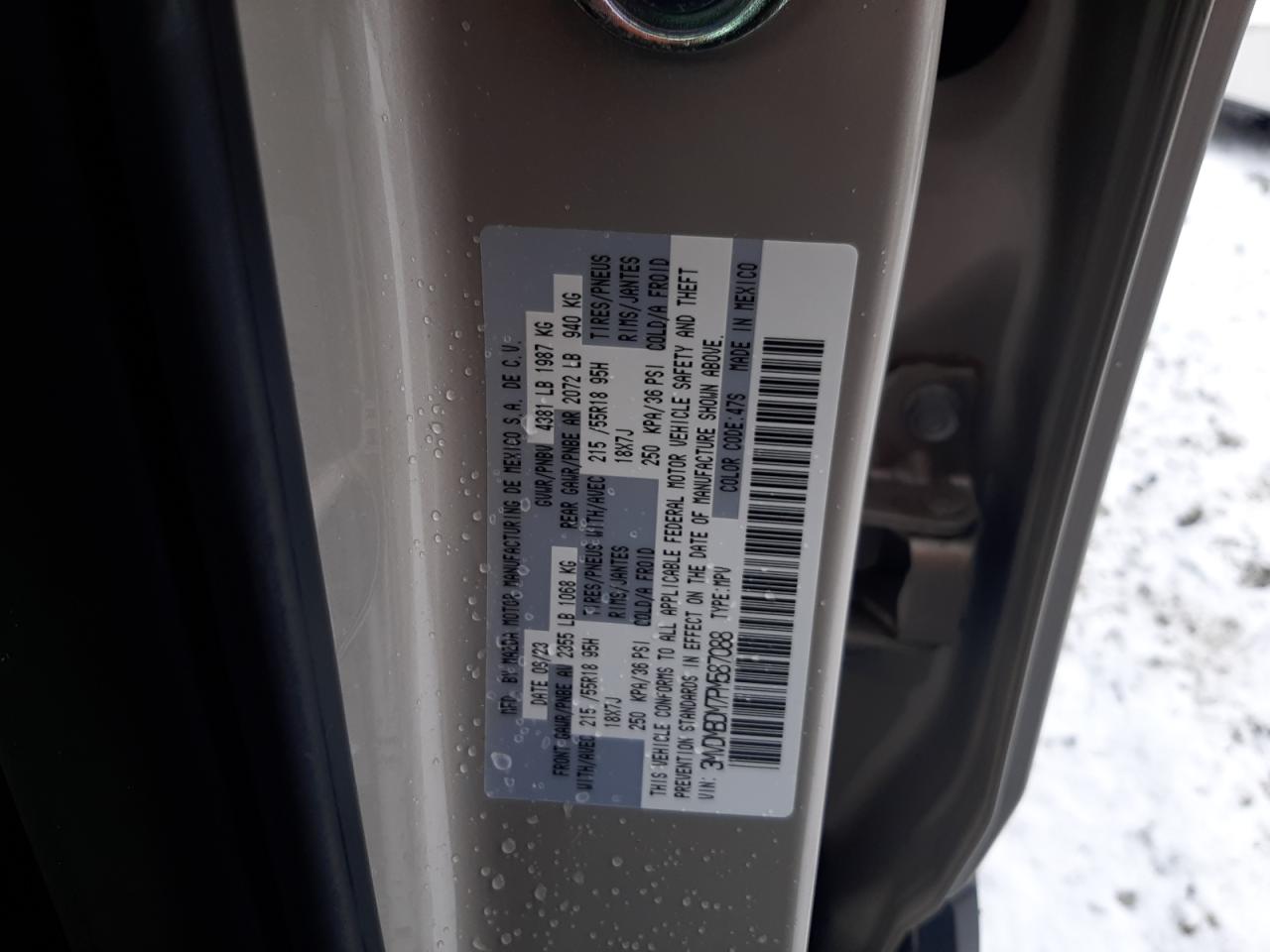 2023 MAZDA CX-30 PREMIUM VIN:3MVDMBDM7PM587088