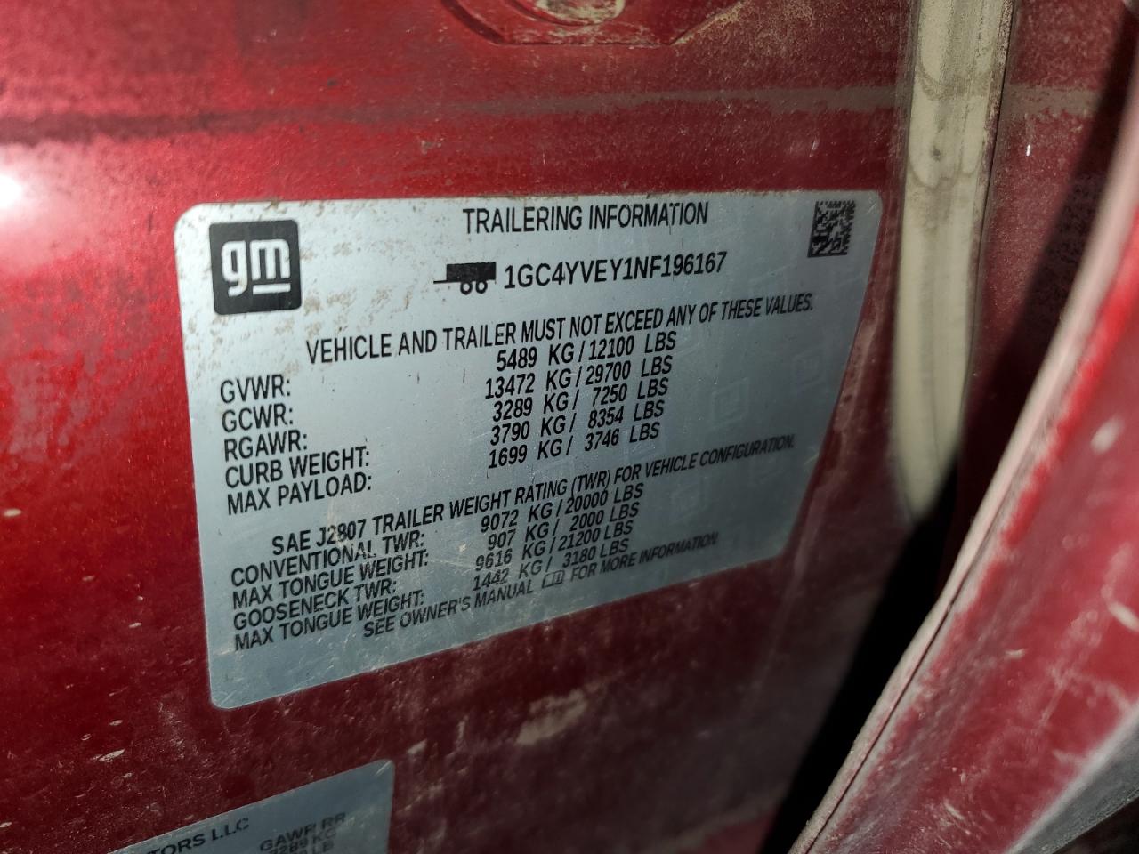 2022 CHEVROLET SILVERADO K3500 HIGH COUNTRY VIN:1GC4YVEY1NF196167