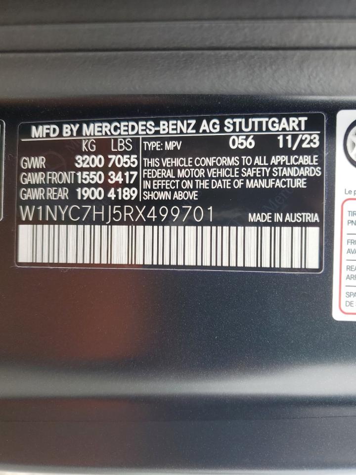 2024 MERCEDES-BENZ G 63 AMG VIN:W1NYC7HJ5RX499701