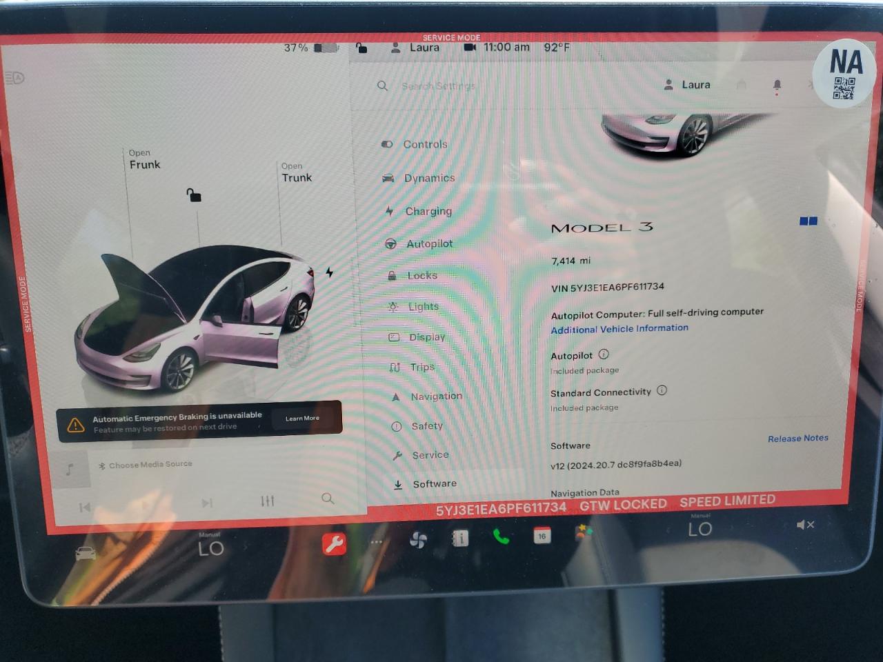 2023 TESLA MODEL 3  VIN:5YJ3E1EA6PF611734