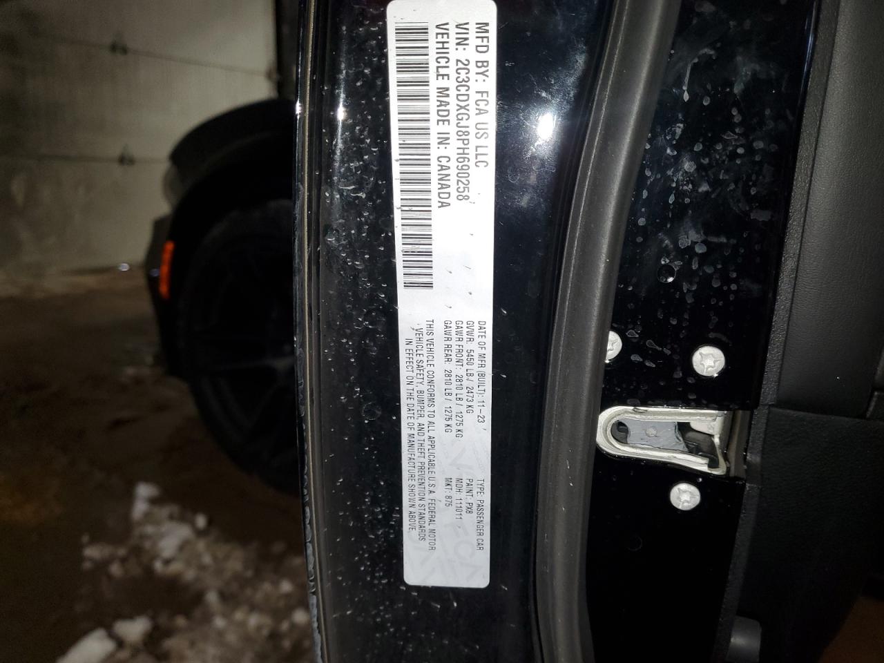 2023 DODGE CHARGER SCAT PACK VIN:2C3CDXGJ8PH690258