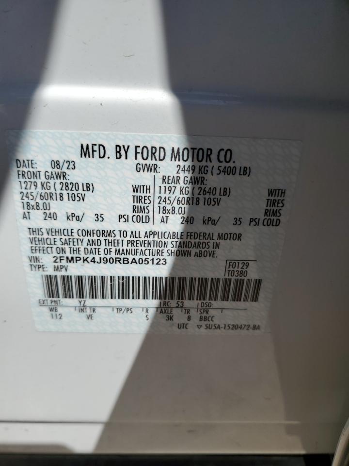 2024 FORD EDGE SEL VIN:2FMPK4J90RBA05123