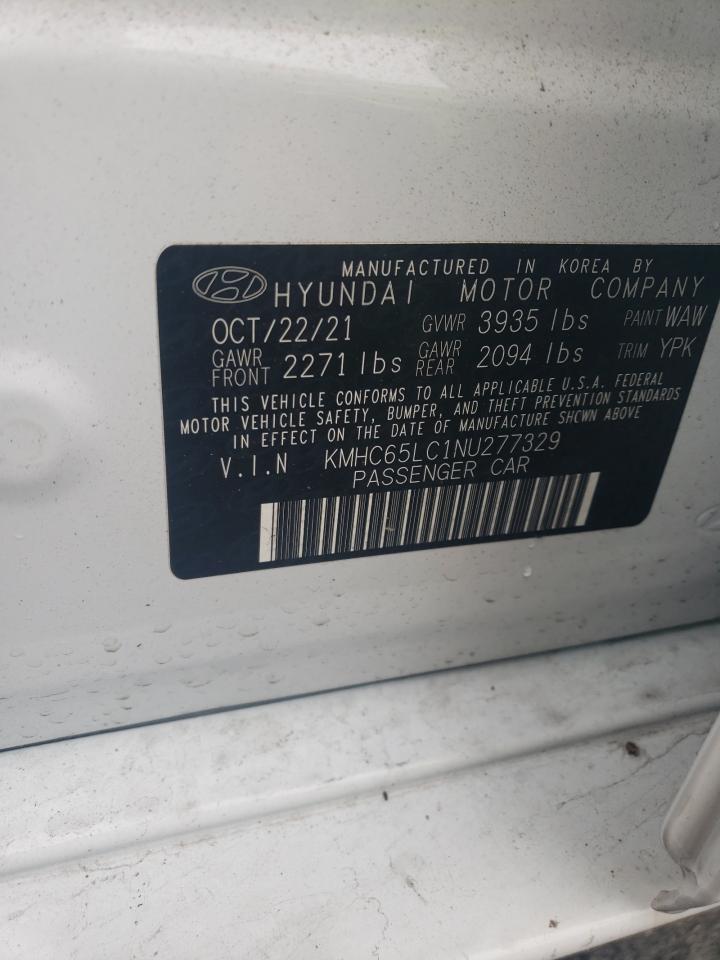 2022 HYUNDAI IONIQ BLUE VIN:KMHC65LC1NU277329