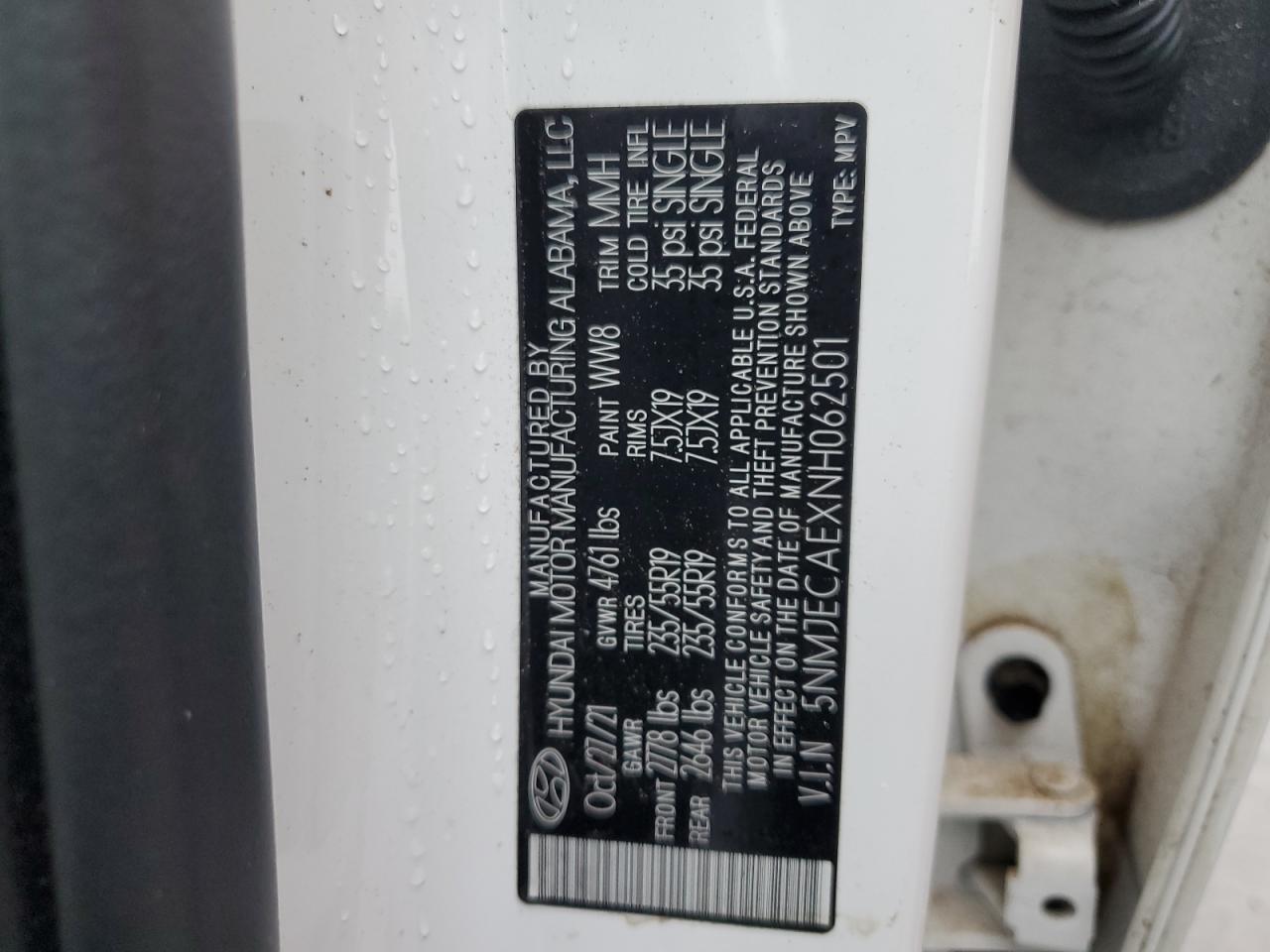 2022 HYUNDAI TUCSON LIMITED VIN:5NMJECAEXNH062501