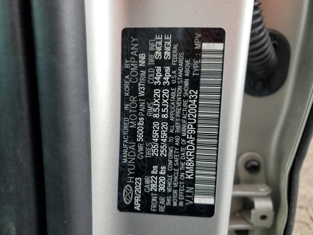 2023 HYUNDAI IONIQ 5 LIMITED VIN:KM8KRDAF9PU200432