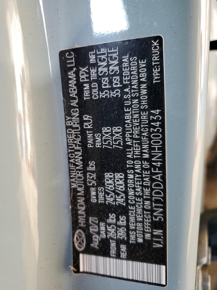 2022 HYUNDAI SANTA CRUZ SEL PREMIUM VIN:5NTJDDAF4NH003434