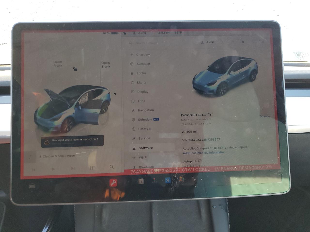 2022 TESLA MODEL Y  VIN:7SAYGAEE3NF358357