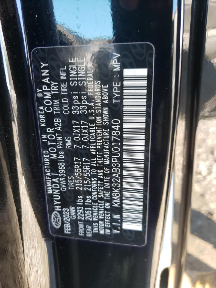 2023 HYUNDAI KONA SEL VIN:KM8K32AB3PU017840