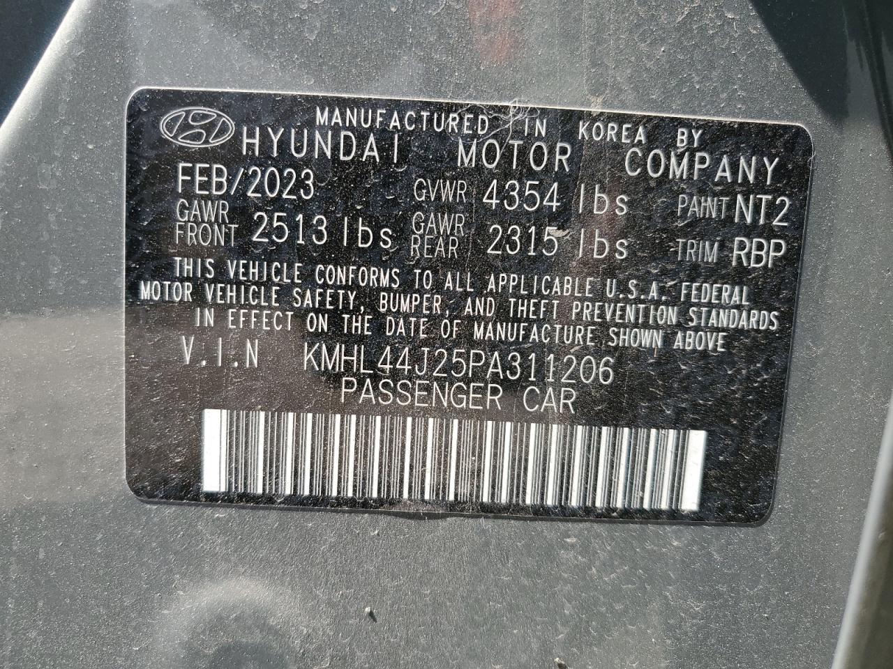 2023 HYUNDAI SONATA SEL PLUS VIN:KMHL44J25PA311206