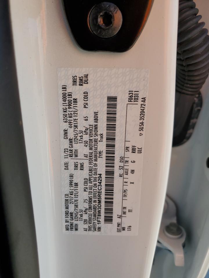 2024 FORD F350 SUPER DUTY VIN:1FT8W3DM5REC34294