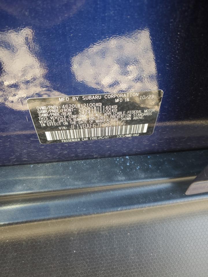 2023 SUBARU WRX PREMIUM VIN:JF1VBAF67P9821156