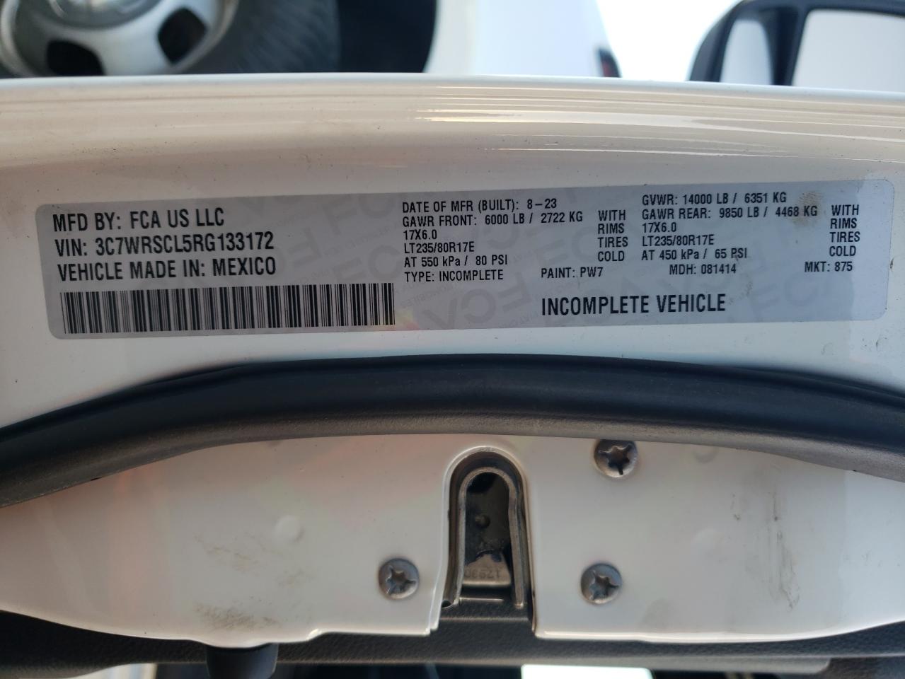 2024 RAM 3500  VIN:3C7WRSCL5RG133172