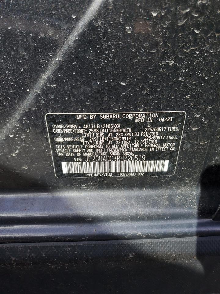 2024 SUBARU CROSSTREK PREMIUM VIN:JF2GUADC3RH220519