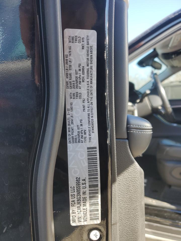 2022 JEEP GRAND CHEROKEE L LIMITED VIN:1C4RJKBG3N8559982