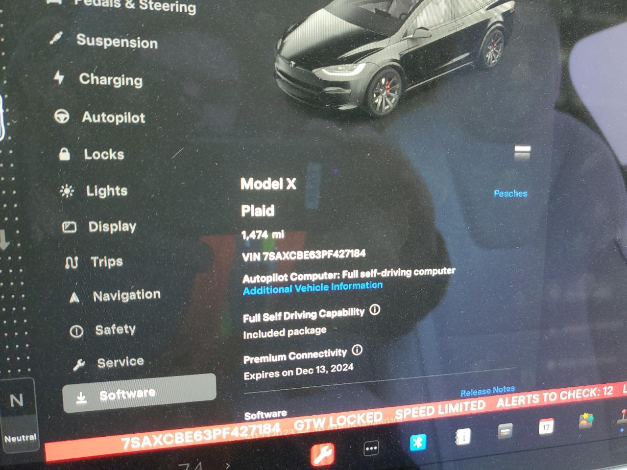 2023 TESLA MODEL X  VIN:7SAXCBE63PF427184