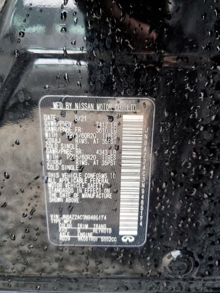 2022 INFINITI QX80 LUXE VIN:JN8AZ2AC3N9485174